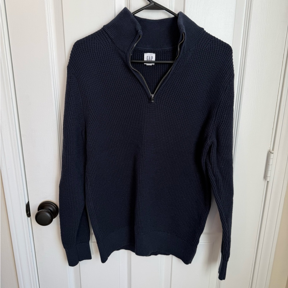 ❄️Winter Sale 50% off List Price | GAP Men's Dark Blue 3/4 Zip-Up Sweater